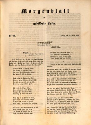 Morgenblatt für gebildete Leser (Morgenblatt für gebildete Stände) Freitag 29. März 1850