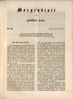 Morgenblatt für gebildete Leser (Morgenblatt für gebildete Stände) Montag 8. April 1850