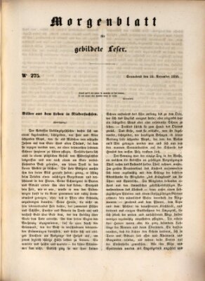 Morgenblatt für gebildete Leser (Morgenblatt für gebildete Stände) Samstag 16. November 1850