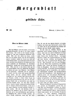Morgenblatt für gebildete Leser (Morgenblatt für gebildete Stände) Mittwoch 5. Februar 1851
