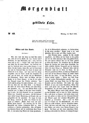 Morgenblatt für gebildete Leser (Morgenblatt für gebildete Stände) Montag 14. April 1851