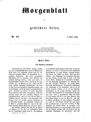 Morgenblatt für gebildete Leser (Morgenblatt für gebildete Stände) Sonntag 3. April 1853