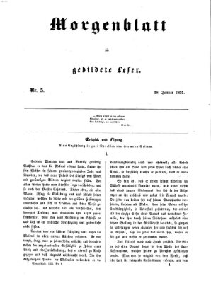 Morgenblatt für gebildete Leser (Morgenblatt für gebildete Stände) Sonntag 28. Januar 1855