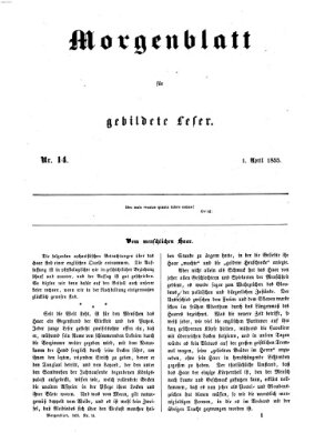 Morgenblatt für gebildete Leser (Morgenblatt für gebildete Stände) Sonntag 1. April 1855
