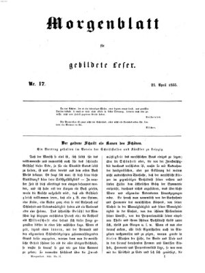 Morgenblatt für gebildete Leser (Morgenblatt für gebildete Stände) Sonntag 22. April 1855