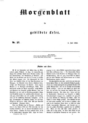 Morgenblatt für gebildete Leser (Morgenblatt für gebildete Stände) Sonntag 6. Juli 1856
