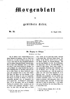 Morgenblatt für gebildete Leser (Morgenblatt für gebildete Stände) Sonntag 31. August 1856