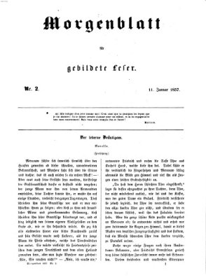 Morgenblatt für gebildete Leser (Morgenblatt für gebildete Stände) Sonntag 11. Januar 1857