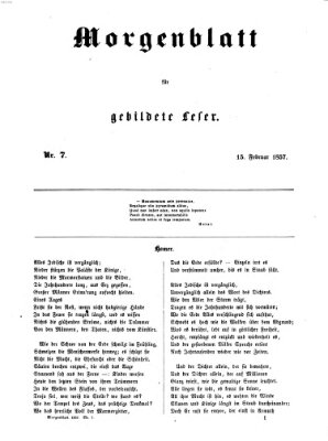 Morgenblatt für gebildete Leser (Morgenblatt für gebildete Stände) Sonntag 15. Februar 1857