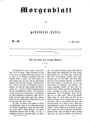 Morgenblatt für gebildete Leser (Morgenblatt für gebildete Stände) Sonntag 17. Mai 1857