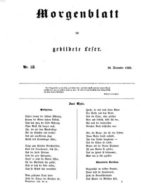 Morgenblatt für gebildete Leser (Morgenblatt für gebildete Stände) Sonntag 26. Dezember 1858