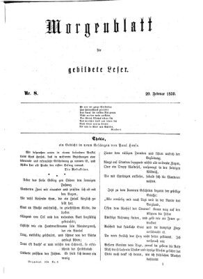Morgenblatt für gebildete Leser (Morgenblatt für gebildete Stände) Sonntag 20. Februar 1859