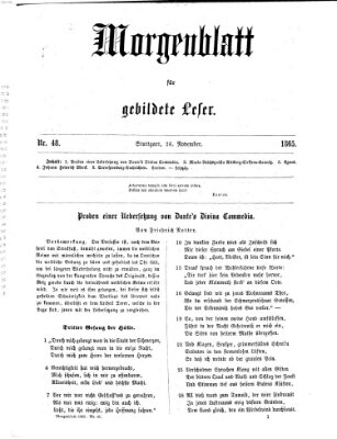 Morgenblatt für gebildete Leser (Morgenblatt für gebildete Stände) Sonntag 26. November 1865