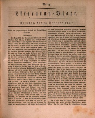 Morgenblatt für gebildete Stände Dienstag 13. Februar 1827
