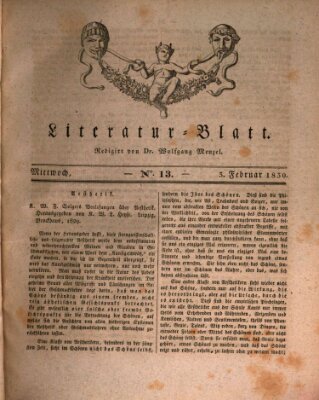 Morgenblatt für gebildete Stände Mittwoch 3. Februar 1830