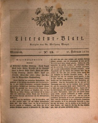 Morgenblatt für gebildete Stände Mittwoch 17. Februar 1830