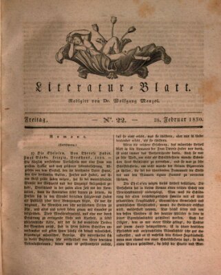 Morgenblatt für gebildete Stände Freitag 26. Februar 1830