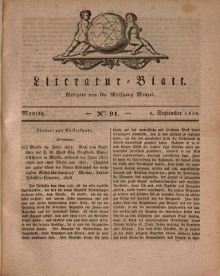 Morgenblatt für gebildete Stände Montag 6. September 1830