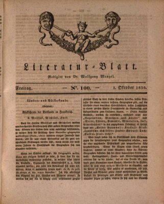 Morgenblatt für gebildete Stände Freitag 1. Oktober 1830