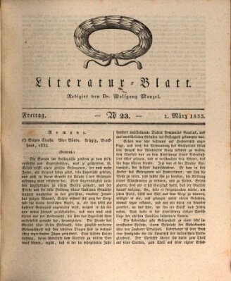 Morgenblatt für gebildete Stände Freitag 1. März 1833