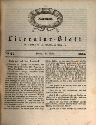 Morgenblatt für gebildete Stände Freitag 13. März 1835