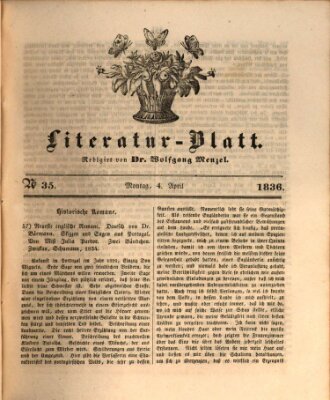 Morgenblatt für gebildete Stände Montag 4. April 1836