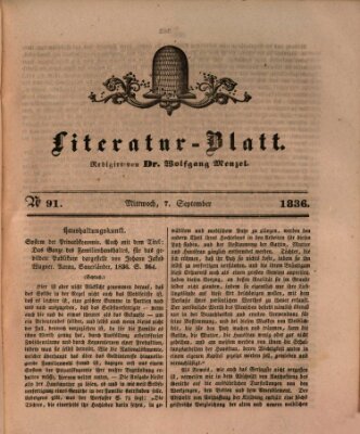 Morgenblatt für gebildete Stände Mittwoch 7. September 1836