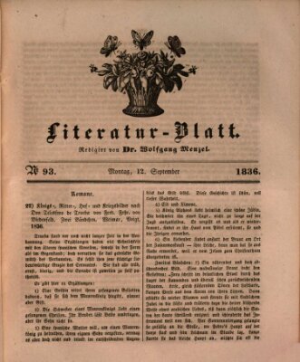 Morgenblatt für gebildete Stände Montag 12. September 1836