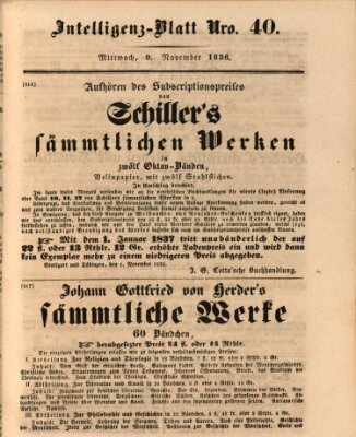 Morgenblatt für gebildete Stände Mittwoch 9. November 1836
