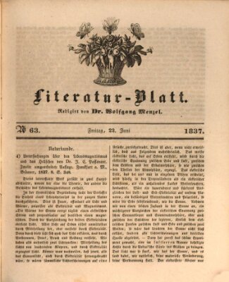 Morgenblatt für gebildete Leser (Morgenblatt für gebildete Stände) Freitag 23. Juni 1837