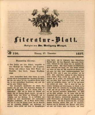 Morgenblatt für gebildete Leser (Morgenblatt für gebildete Stände) Montag 27. November 1837
