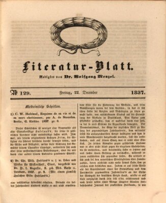 Morgenblatt für gebildete Leser (Morgenblatt für gebildete Stände) Freitag 22. Dezember 1837