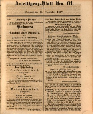 Morgenblatt für gebildete Leser (Morgenblatt für gebildete Stände) Donnerstag 21. Dezember 1837