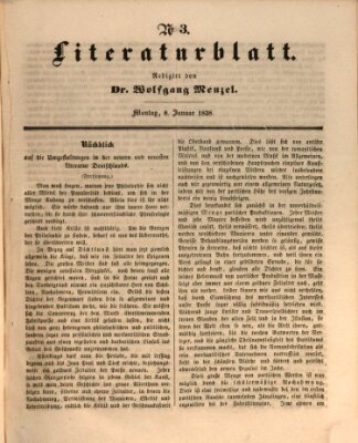 Morgenblatt für gebildete Leser (Morgenblatt für gebildete Stände) Montag 8. Januar 1838