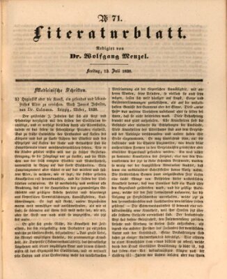 Morgenblatt für gebildete Leser (Morgenblatt für gebildete Stände) Freitag 13. Juli 1838