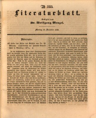 Morgenblatt für gebildete Leser (Morgenblatt für gebildete Stände) Montag 10. Dezember 1838