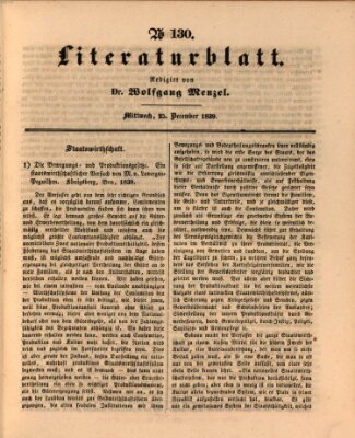 Morgenblatt für gebildete Leser (Morgenblatt für gebildete Stände) Mittwoch 25. Dezember 1839