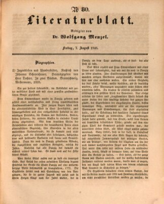 Morgenblatt für gebildete Leser (Morgenblatt für gebildete Stände) Freitag 7. August 1840