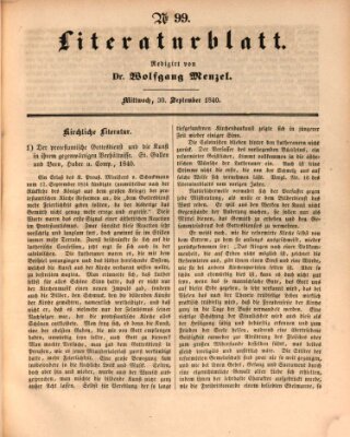 Morgenblatt für gebildete Leser (Morgenblatt für gebildete Stände) Mittwoch 30. September 1840