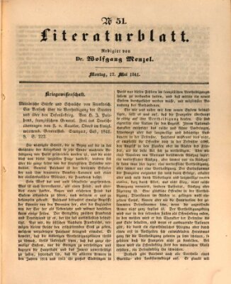 Morgenblatt für gebildete Leser (Morgenblatt für gebildete Stände) Montag 17. Mai 1841