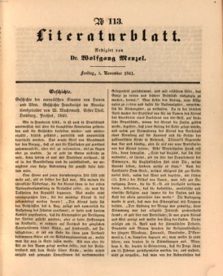 Morgenblatt für gebildete Leser (Morgenblatt für gebildete Stände) Freitag 5. November 1841