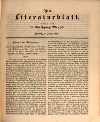 Morgenblatt für gebildete Leser (Morgenblatt für gebildete Stände) Montag 10. Januar 1842