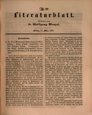 Morgenblatt für gebildete Leser (Morgenblatt für gebildete Stände) Freitag 11. März 1842