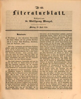 Morgenblatt für gebildete Leser (Morgenblatt für gebildete Stände) Montag 25. April 1842