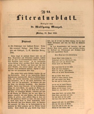 Morgenblatt für gebildete Leser (Morgenblatt für gebildete Stände) Montag 20. Juni 1842