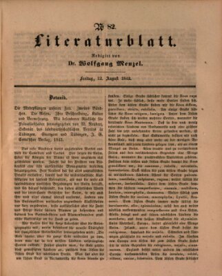 Morgenblatt für gebildete Leser (Morgenblatt für gebildete Stände) Freitag 12. August 1842