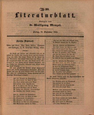 Morgenblatt für gebildete Leser (Morgenblatt für gebildete Stände) Freitag 30. September 1842