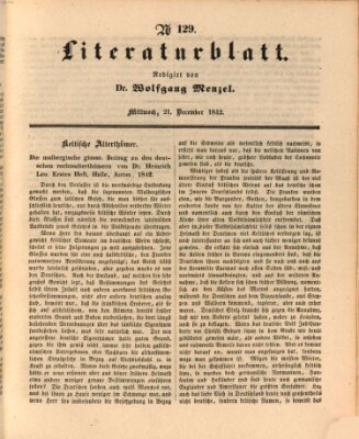 Morgenblatt für gebildete Leser (Morgenblatt für gebildete Stände) Mittwoch 21. Dezember 1842
