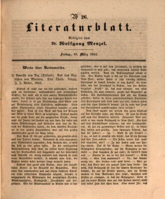 Morgenblatt für gebildete Leser (Morgenblatt für gebildete Stände) Freitag 10. März 1843