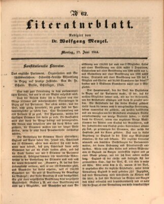 Morgenblatt für gebildete Leser (Morgenblatt für gebildete Stände) Montag 17. Juni 1844